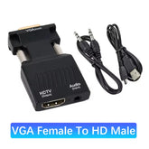 1080P HD VGA To HDMI-compatible Adapter With 3.5mm Audio Cable To HDTV Projector Video Audio Converter For PC Laptop Monitor